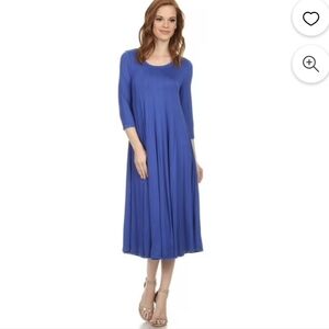 Elegant Blue Panel Midi Dress EUC